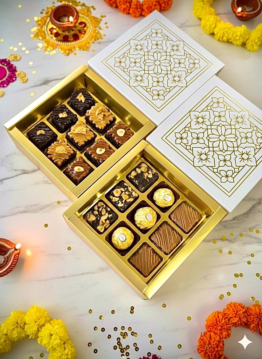 Gold festive brownie hampers