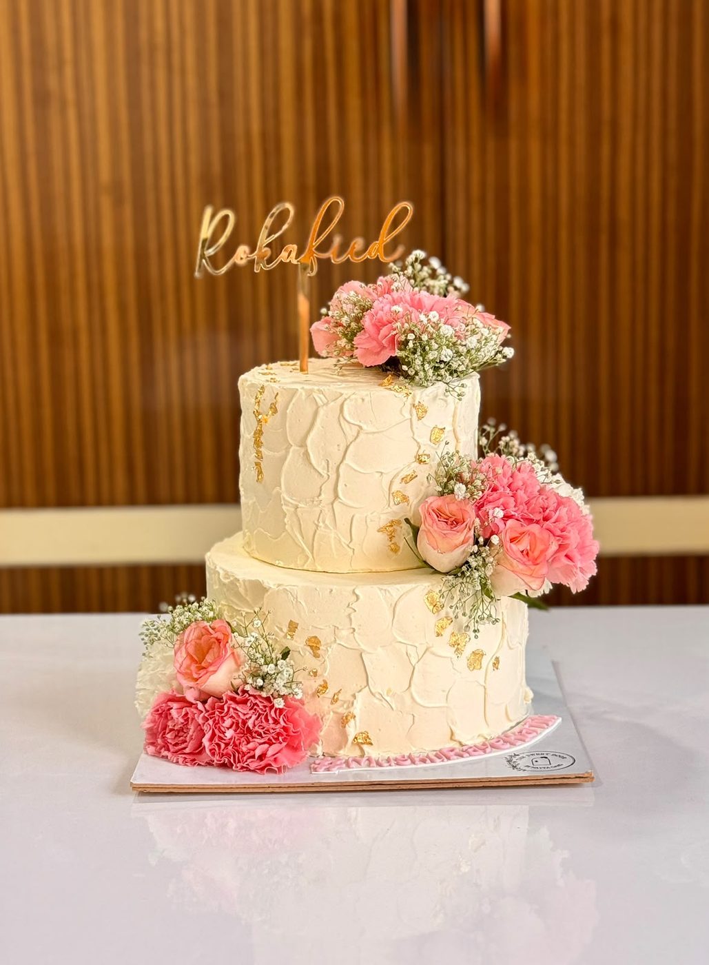 Mint and ivory floral tiered cake
