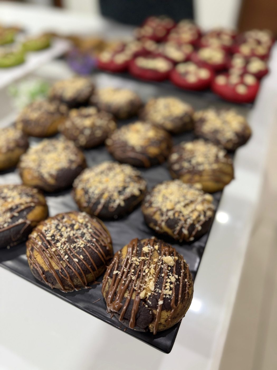Nutella filled cookies with drizzle